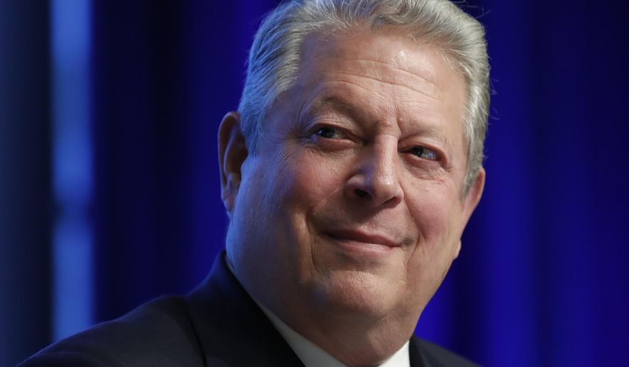In this April 21, 2017, file photo, former Vice President Al Gore participates in the &amp;quot;Unlocking Financing For Climate Action&amp;quot; session during the G20 at the 2017 World Bank Group Spring Meetings in Washington. (AP Photo/Carolyn Kaster, File)