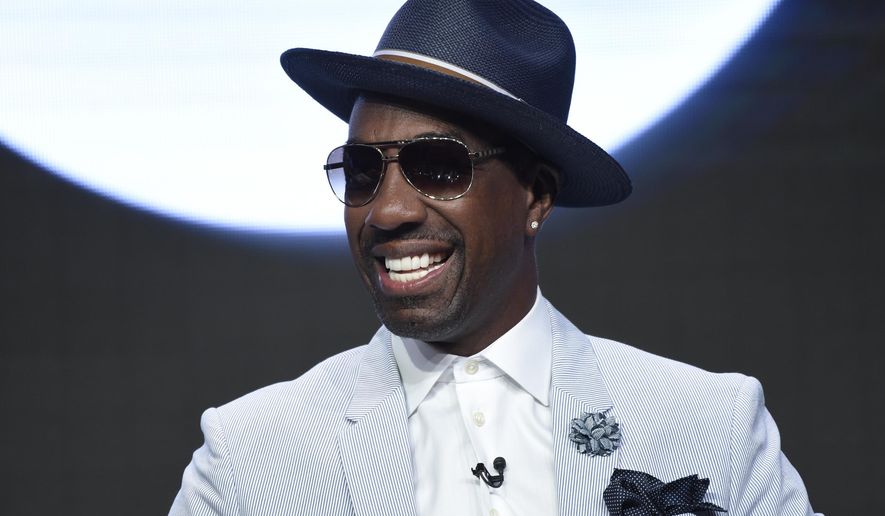 FILE - In this Wednesday, July 26, 2017, file photo, J.B. Smoove participates in the "Curb Your Enthusiasm" panel during the HBO Television Critics Association Summer Press Tour at the Beverly Hilton in Beverly Hills, Calif. Leon Black has so much on his mind: Gallery Books told The Associated Press on Wednesday, Aug. 2, that it is devoting a book to the trash talker from “Curb Your Enthusiasm.” The release is called “The Book of Leon” and the writing credit goes to the man who plays Black on the comedy series, J.B. Smoove. (Photo by Chris Pizzello/Invision/AP, File)