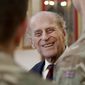 In this Thursday, March 30, 2017, file photo Britain&#39;s Prince Philip, in his capacity of Colonel, Grenadier Guards, chats to Sergeants from 1st Battalion Grenadier Guards in their Mess at Lille Barracks in Aldershot, England. Britain&#39;s Prince Philip on Wednesday Aug. 2, 2017 retires from solo official duties. Over the decades he has become renowned for his stalwart support of his wife, Queen Elizabeth II. (AP Photo/Matt Dunham, File)