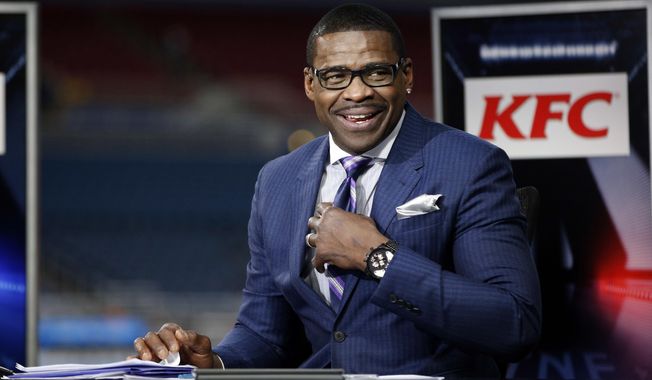 In this Dec. 17, 2015, file photo, Michael Irvin takes part in the NFL Network&#x27;s Thursday Night Football broadcast before the start of an NFL football game between the St. Louis Rams and the Tampa Bay Buccaneers in St. Louis. Attorney Gloria Allred blasted Florida prosecutors saying they violated the privacy of her client, who accused Michael Irvin of sexual assault. Allred told a Fort Lauderdale press conference Wednesday, Aug. 2, 2017 the statement issued by Broward County prosecutors last week when they decided not to charge Irvin was &amp;quot;irresponsible.&amp;quot; (AP Photo/Billy Hurst, File)