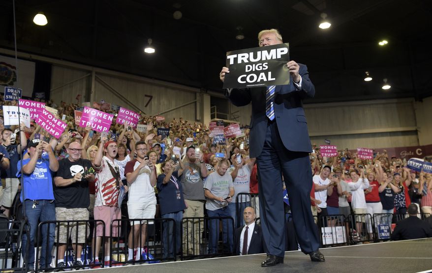 President Donald Trump arrives to speak at a campaign-style rally at Big Sandy Superstore Arena in Huntington, W.Va., Thursday, Aug. 3, 2017. (AP Photo/Susan Walsh)