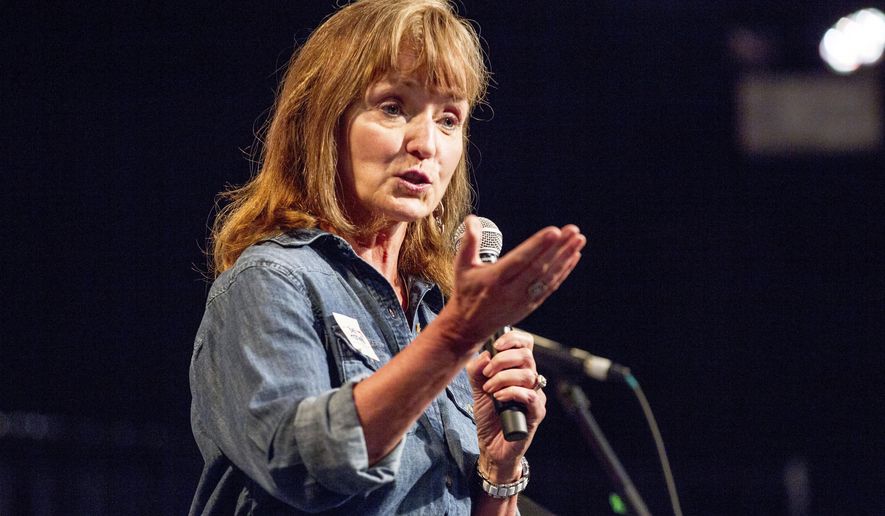 House Speaker Beth Harwell, a Republican candidate for Tennessee governor, speaks at a fundraiser in Franklin, Tenn., on Sunday, Aug. 6, 2017. With the field largely set, some of the candidates have begun taking aim at each other in public appearances. (AP Photo/Erik Schelzig)