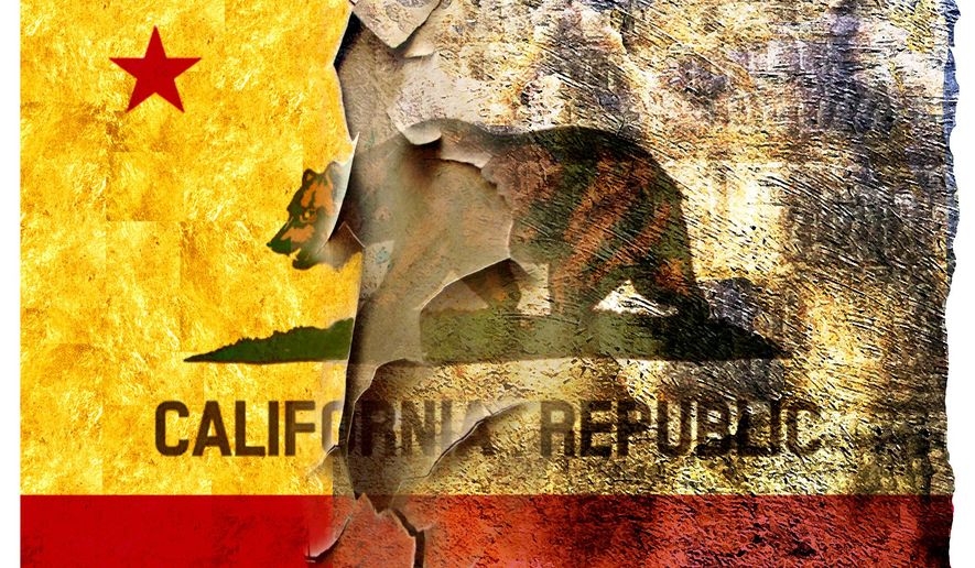Illustration on the extreme income gap developing in California by Alexander Hunter/The Washington Times