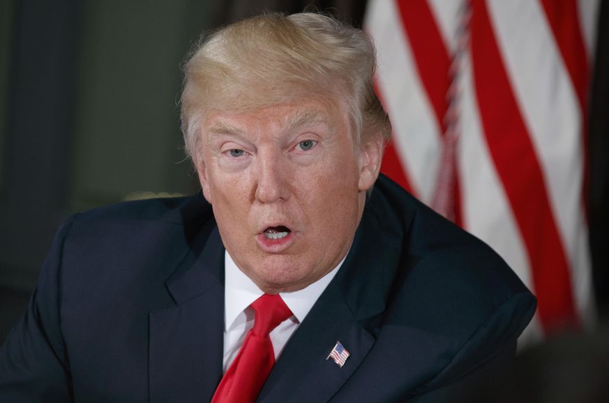 President Donald Trump speaks during a briefing at Trump National Golf Club in Bedminster, N.J., on Aug. 8, 2017. (Associated Press) **FILE**
