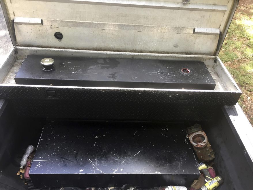 This is undated photo made available by the Florida Department of Agriculture shows a truck outfitted with a large tank used to syphon gas from gas stations using stolen credit cards. (Larry Payne/Florida Department of Agriculture via AP)