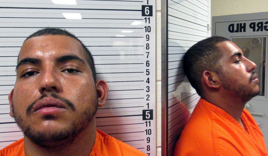 FILE - This undated file photo provided by the Park County, Wyo., Sheriff's Office shows Jesus Deniz Mendoza. Prosecutors are asking a federal judge to send Mendoza to prison for life after he pleaded guilty to killing a couple and wounding their daughter when the family stopped to help him on Montana's Crow Indian Reservation. (Park County Sheriff's Office via AP, File)