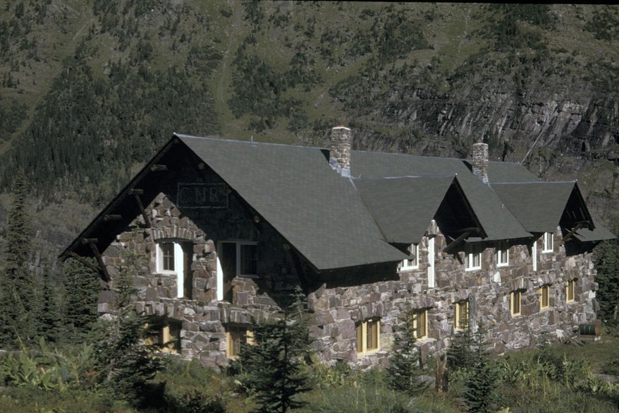 This undated photo provided by Glacier National Park/National Park Service shows the Sperry Chalet in Glacier National Park, Mont. A wildfire has cut off the return route for dozens of people staying at the backcountry chalet, leaving them the choice of remaining until rangers tell them it's safe or hiking out along a longer and more difficult trail, park officials said Friday, Aug. 11, 2017. (Glacier National Park/National Park Service via AP)