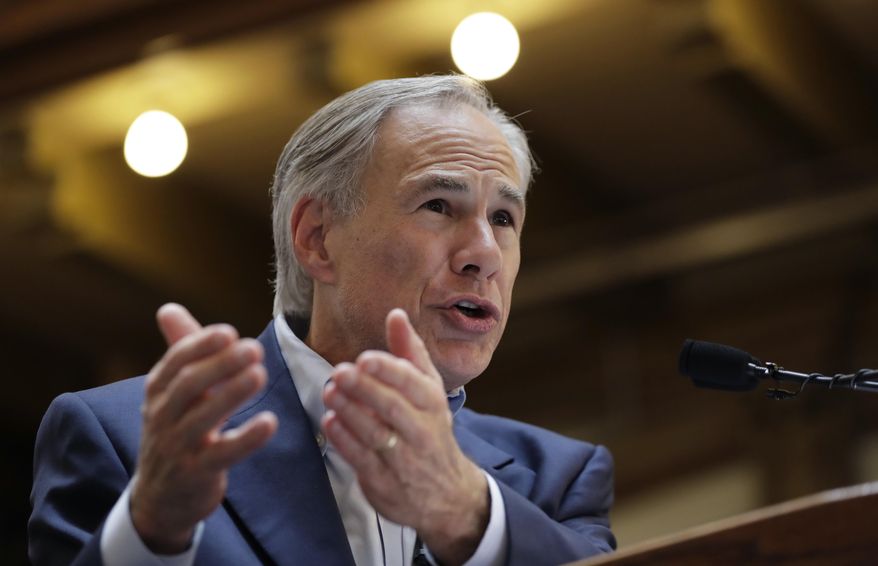 FILE - In this July 14, 2017 file photo, Texas Gov. Greg Abbott speaks at an event where he announced his bid for re-election in San Antonio. Texas has four of the biggest cities in the U.S. and all have united against a shared opponent: Abbott, who is staking his political power on whether he can pass a “bathroom bill,” tax limits and other measures this summer that would choke away local control in places controlled by Democrats. (AP Photo/Eric Gay)