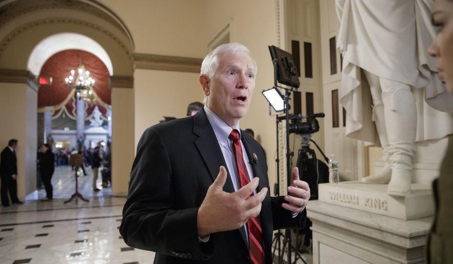 In this March 22, 2017, file photo, Rep. Mo Brooks, R-Ala. is interviewed on Capitol Hill in Washington. (AP Photo/J. Scott Applewhite, File)
