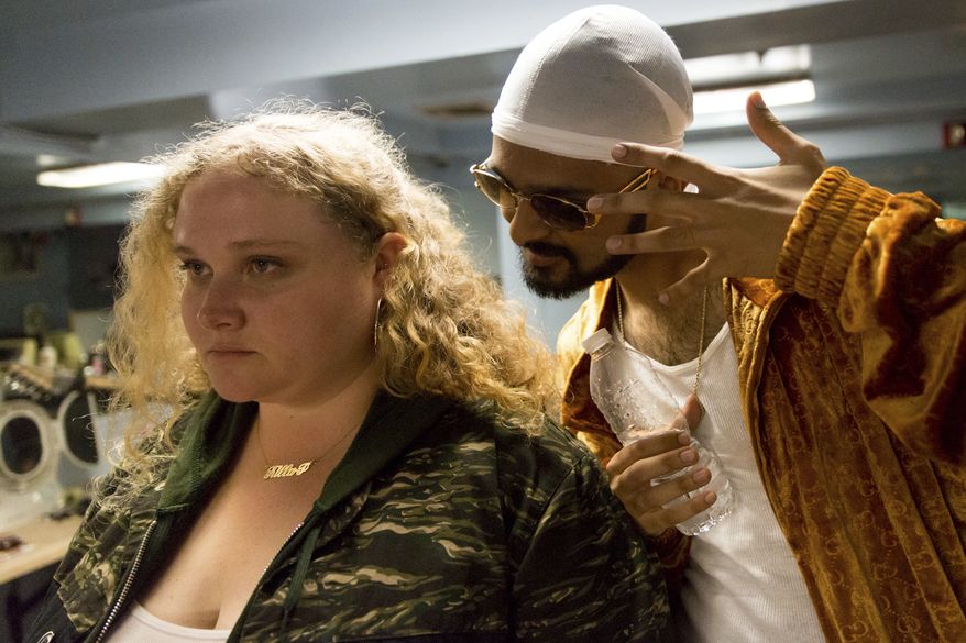 This image released by Fox Searchlight shows Danielle Macdonald, left, and Siddharth Dahanajay in &quot;Patti Cake$.&quot; (Jeong Park/Fox Searchlight via AP)