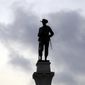A Confederate Soldier Statue stands tall on the Texas Brigade monument on the east side of the Texas State Capitol in Austin, Texas, Aug. 21, 2017. (AP Photo/Eric Gay)  ** FILE **