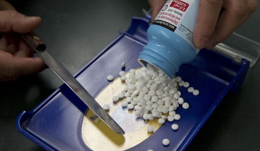 FILE - In this Friday, July 8, 2016, file photo, a pharmacy technician fills a prescription for an anti-diarrhea medication at a pharmacy, in Sacramento, Calif. Filling a prescription is no longer the simple errand you run after a doctor visit. With drug prices rising and insurance coverage shrinking, it pays to ask questions and do a little research before handing over your insurance card at the pharmacy counter. Having coverage offers no guarantee that you’re getting the best price for your medicine. (AP Photo/Rich Pedroncelli, File)