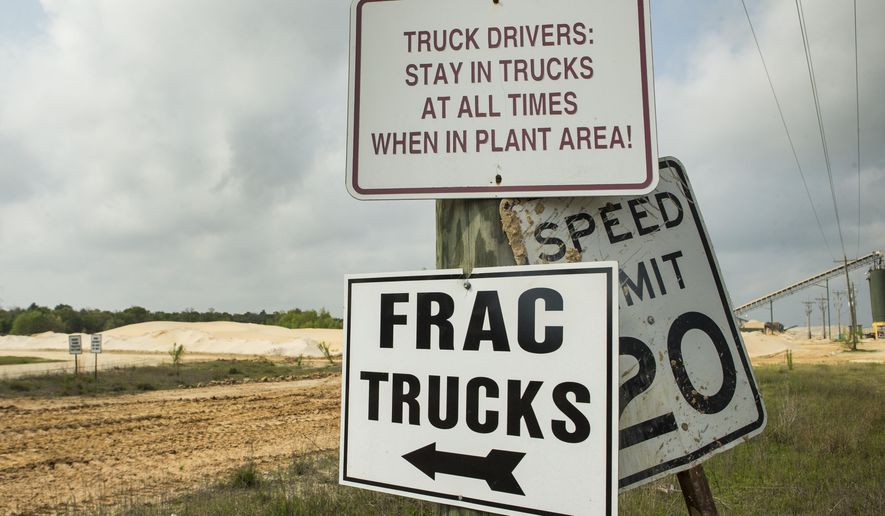 A sign pointing the way to a sand loading site at the Superior Silica Sands sand mine is shown on Tuesday, March 28, 2017, in Kosse, Texas. Demand for sand is surging as oil and gas production in the Permian Basin is booming again. Not only is the need for more sand on the rise with the increase in oil and gas production in west Texas, but much more sand is being pumped into each well now with the emerging thesis that more sand equals more oil extracted.  ( Brett Coomer /Houston Chronicle via AP)