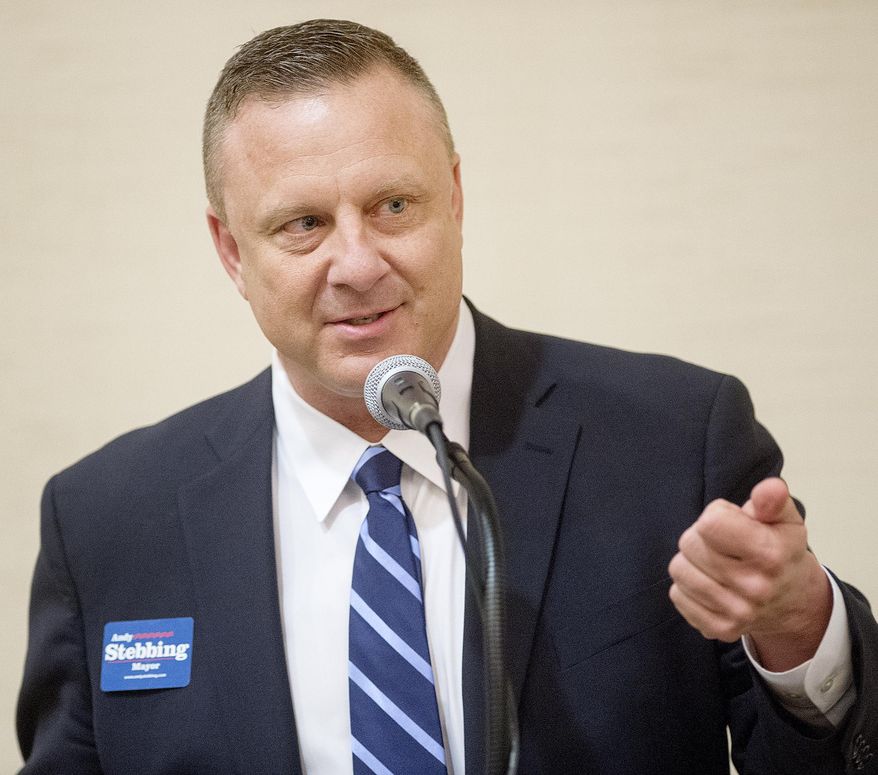 This April 7, 2015 photo shows Lancaster County Treasurer Andy Stebbing in Lincoln, Neb. Stebbing faces five felony charges for allegedly selling cars without a proper license, making false statements on motor vehicle sales documents and filing false income tax returns. Stebbing turned himself in Thursday, Aug. 24, 2017, to a Nebraska State Patrol office, where he was cited and fingerprinted, the Nebraska attorney general’s office announced Friday. ( Francis Gardler /The Journal-Star via AP)