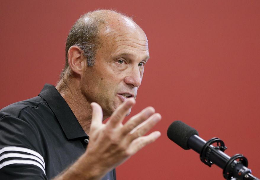 Nebraska NCAA college football head coach Mike Riley answers a question during a news conference in Lincoln, Neb., Monday, Aug. 28, 2017, ahead of the season-opener against Arkansas State on Saturday. After two mediocre years at Tulane and sitting out 2016 because of transfer rules, Tanner Lee is the starting quarterback at Nebraska. (AP Photo/Nati Harnik)