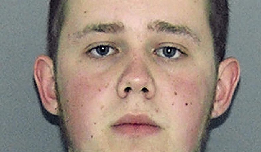 This booking photo released Tuesday, Aug. 29, 2017, by the Hamilton County Sheriff's Office shows Daniel Borden, of suburban Cincinnati, charged in connection to violence at a white nationalist rally in Charlottesville, Va., earlier in the month. Borden appeared by video Hamilton County Magistrate during a hearing on Tuesday, where declined to waive extradition. (Hamilton County Sheriff's Office via AP)