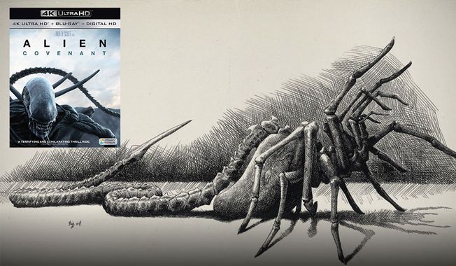 The 4K Ultra HD and Blu-ray package for &quot;Alien: Covenant&quot; offers a collection of illustrations by the android David including the facehugger. (Courtesy of 20th Century Fox Home Entertainment)
