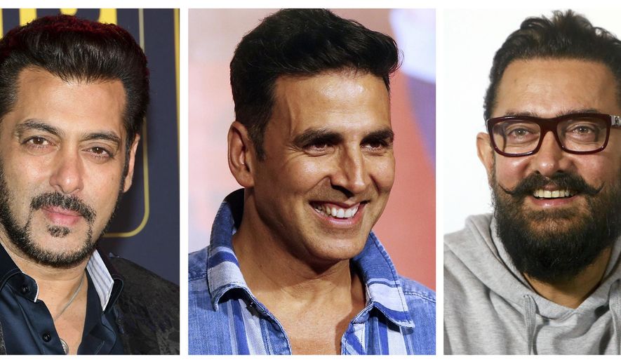 This combination photo shows Bollywood actors, from left, Shah Rukh Khan, Salman Khan, Akshay Kumar, Aamir Khan and Hrithik Roshan, who were named the top earning Bollywood actors by Forbes magazine. All the data, which includes revenue from endorsements, advertising and product lines, is from between June, 2016 to June, 2017, before fees and taxes. (AP Photo/File)