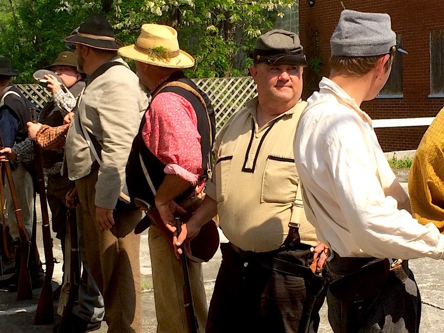 Southern soldiers heading out for battle in Buchanan, Virginia. (Photo by Lark Gould)