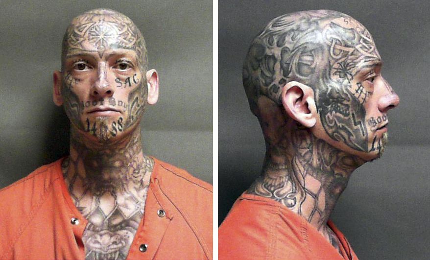 This pair of undated identification photos released by the U.S. Marshal's Office shows Eric Judkins, an inmate at a halfway house in Manchester, N.H., who failed to return to the facility Monday night, Aug. 28, 2017. Officials said Judkins was found Thursday night, Aug. 31, 2017, at a residence in Howard, Pa., and was arrested without incident, as was another man wanted on a probation violation. . (U.S. Marshal's Office via AP)