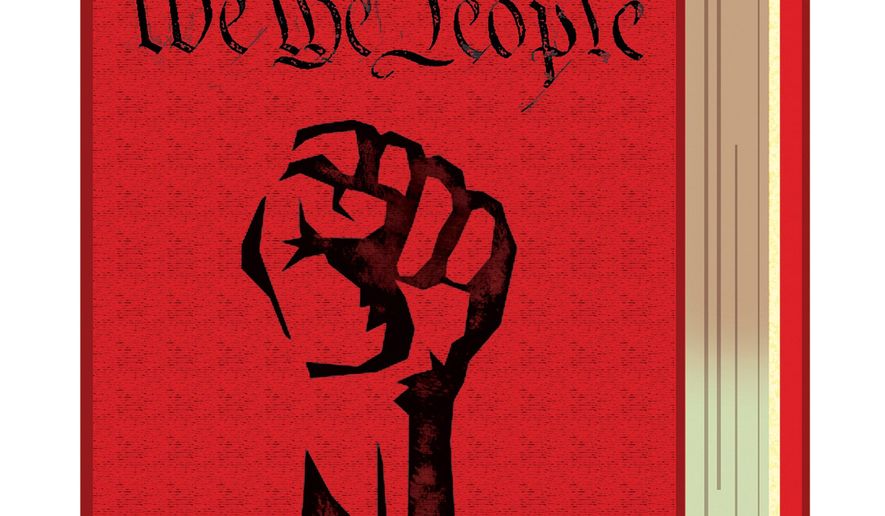 Illustration on the radical remodeling of the Constitution by Alexander Hunter/The Washington Times