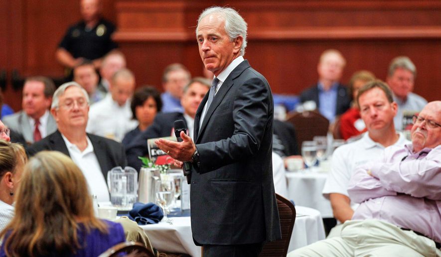 Sen. Bob Corker, Tennessee Republican, is very popular across the state, according to political analysts. He will be difficult to oust from his Senate seat. (Associated Press Photographs)