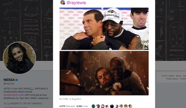 Baltimore Ravens legend Ray Lewis told Showtime&#x27;s &quot;Inside the NFL&quot; on Sept. 5, 2017, that former 49ers quarterback Colin Kaepernick lost a job because of a &quot;racist&quot; tweet by his girlfriend. Nessa Diab used her Twitter feed in August to liken Mr. Lewis and Ravens owner Steve Bisciotti to a slave and his master from the 2012 movie &quot;Django Unchained.&quot; 
