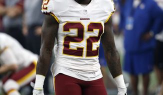 FILE - In this Nov. 24, 2016, file photo, Washington Redskins cornerback Deshazor Everett (22) walks along the team bench area during an NFL football game against the Dallas Cowboys, in Arlington, Texas. Everett’s chance has come. And in the most unexpected way possible. A special-teams ace who scrapped and clawed his way onto the Redskins’ roster two years ago during training camp, only to be immediately cut the next day, Everett expected about the same in 2017.  Instead, the sudden, shocking desire by Redskins safety Su’a Cravens to retire from the NFL at age 22 has thrust Everett into the starting lineup Sunday against the Philadelphia Eagles and possibly longer. (AP Photo/Michael Ainsworth, File)