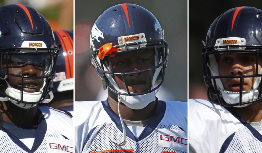 FILE - These are 2017 file photos showing Denver Broncos NFL football safeties Jamal Carter, left, Will Parks, center, and Justin Simmons. The Denver Broncos secondary is still the &amp;quot;No Fly Zone&amp;quot; after the release of three-time Pro Bowl strong safety T.J. Ward, who signed with the Tampa Bay Buccaneers. The Broncos have a trio of young safeties ready to fill in for Ward. Second-year pro Justin Simmons will start and play more of a coverage role than Ward did. Will Parks, also in his second season, will play Ward&#39;s linebacker role in dime packages, and in Jamal Carter, the Broncos have an undrafted rookie from Miami who looks just like Ward, only bigger and younger.(AP Photo/Dave Zalubowski, File)