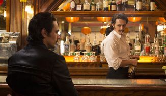This image released by HBO shows James Franco portraying twins Vincent and Frankie Martino in, &amp;quot;The Deuce,&amp;quot; a new HBO series about Times Square in the early 1970s. (HBO via AP)