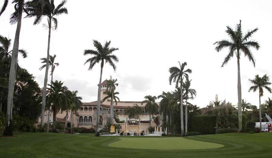 This Friday, March 11, 2016, file photo, shows the Mar-a-Lago Club, owned by Republican presidential candidate Donald Trump, in Palm Beach, Fla. Hurricane Irma is likely to test President Trump's longtime boast that his Mar-a-Lago mansion can withstand any storm. And if history is any guide, the smart money this weekend will be on the house. (AP Photo/Lynne Sladky)