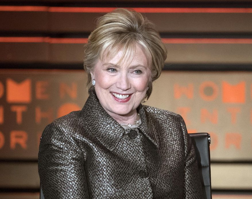 FILE - In this April 6, 2017 file photo, former Secretary of State Hillary Clinton speaks during the Women in the World Summit in New York. In a candid and pointed new book, Clinton relives her stunning defeat to Donald Trump, admitting to personal mistakes and defending campaign strategy even as her return to the stage refocuses attention on a race Democrats still can't believe they lost. (AP Photo/Mary Altaffer, File)