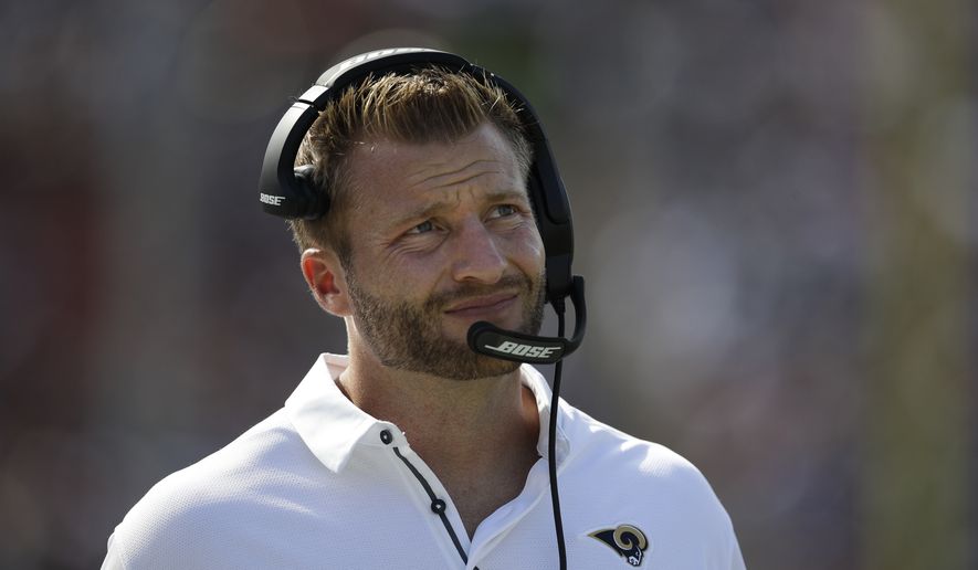 Los Angeles Rams head coach Sean McVay watches action during an NFL football game against the Indianapolis Colts Sunday, Sept. 10, 2017, in Los Angeles. (AP Photo/Jae C. Hong)