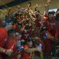 The Washington Nationals celebrate in the locker room after they clinched the National League East title after a baseball game against the Philadelphia Phillies, Sunday, Sept. 10, 2017, in Washington. (AP Photo/Nick Wass)