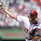 Washington Nationals starting pitcher Stephen Strasburg delivers during the second inning of a baseball game against the Philadelphia Phillies, Sunday, Sept. 10, 2017, in Washington. (AP Photo/Nick Wass)