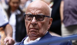 In this Sunday, Sept. 10, 2017, file photo, Rupert Murdoch waits for the start of the men&#39;s singles final of the U.S. Open tennis tournament between Rafael Nadal, of Spain, and Kevin Anderson, of South Africa, in New York. (AP Photo/Julio Cortez, File)