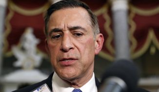 This May 17, 2017, file photo Rep. Darrell Issa, R-Calif., speaks with the media on Capitol Hill, in Washington. (AP Photo/Alex Brandon,File)