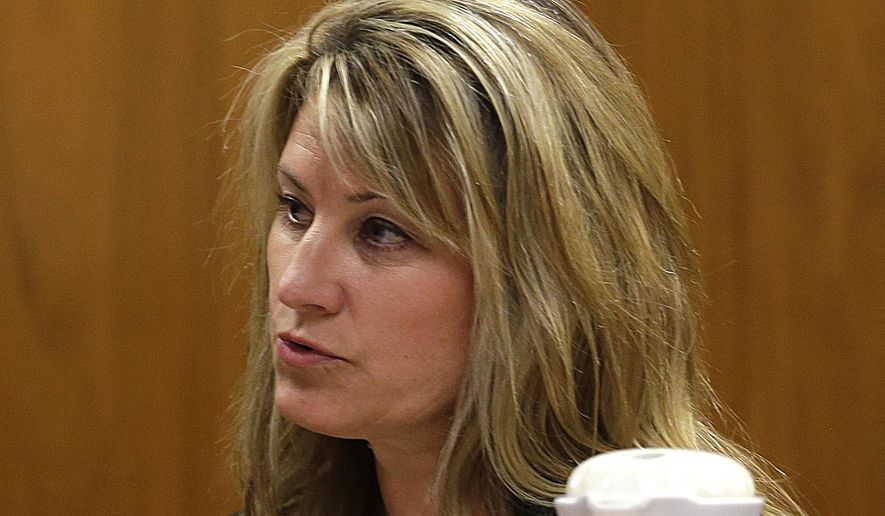 Shelly Fisher, a detective with the Waukesha Police Department, describes her hospital interview with Payton Leutner, the victim in the Slender Man stabbing case. Fisher testified Wednesday, Sept. 13, 2017 in the trial of Anissa Weier in Waukesha, Wis. (Rick Wood/Milwaukee Journal Sentinel via AP, Pool)