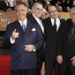 In this Jan. 28, 2007 file photo, Tony Sirico, left, Vincent Curatola, second from left, John Ventimiglia, center, Frank Vincent, third from right, Robert Funaro, second from right, and Dan Grimaldi, from television&#39;s &amp;quot;The Sopranos,&amp;quot; arrive at the 13th Annual Screen Actors Guild Awards in Los Angeles. Vincent, a veteran character actor who often played tough guys including mob boss Phil Leotardo on &amp;quot;The Sopranos,&amp;quot; has died. He was 80. (AP Photo/Chris Pizzello, File)