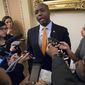 Sen. Tim Scott, R-S.C., the only African-American Republican serving in the Senate, talks to reporters about his plan to meet with President Donald Trump to discuss race and Trump's widely criticized response to last month's protests and racial violence in Charlottesville, Va., at the Capitol in Washington, Wednesday, Sept. 13, 2017. (AP Photo/J. Scott Applewhite) ** FILE **