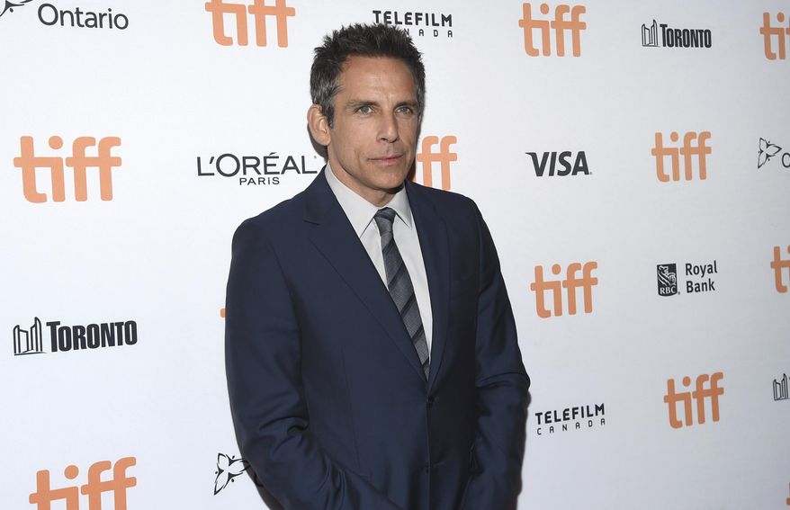 FILE - In this Sept. 9, 2017 file photo, Ben Stiller attends a premiere for his film, "Brad's Status" at the Toronto International Film Festival in Toronto. (Photo by Evan Agostini/Invision/AP, File)