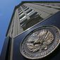 In this June 21, 2013, file photo, the seal affixed to the front of the Department of Veterans Affairs building in Washington. (AP Photo/Charles Dharapak, File)