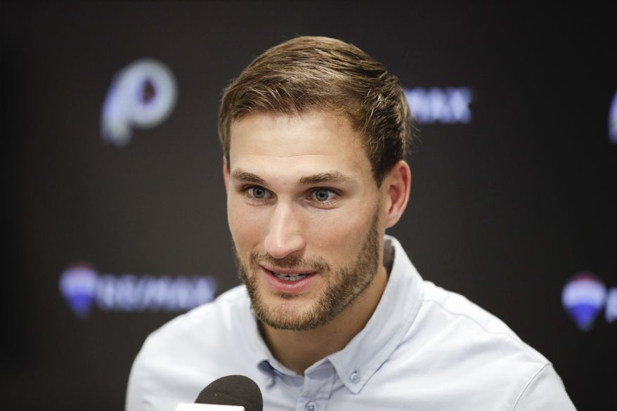 Washington Redskins quarterback Kirk Cousins talks during a news conference after an NFL football game against the Los Angeles Rams Sunday, Sept. 17, 2017, in Los Angeles. (AP Photo/Jae C. Hong)