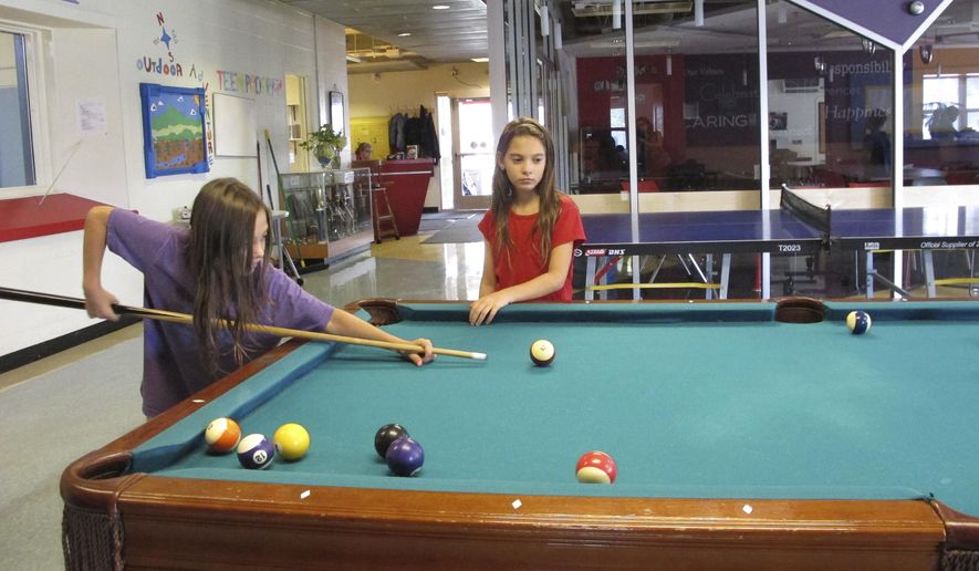 Students from Burlington, Vt., schools play pool at the Pomerleau Family Boys & Girls Club, in Burlington, during the third day of a teachers' strike. Thousands of students in Vermont's largest city are getting extra time off and parents are scrambling to find care for their children as a teachers' strike enters it's third day. The teachers' union and the school board are to meet with a mediator Tuesday, Sept. 19. (AP Photo/Lisa Rathke)