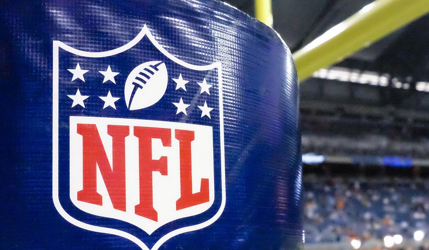 FILE - This Aug. 9, 2014 file photo shows an NFL logo on a goal post padding before a preseason NFL football game between the Detroit Lions and the Cleveland Browns at Ford Field in Detroit. A federal judge overseeing the NFL’s $1 billion concussion settlement with former players says she’s concerned they're being targeted by claims service providers, lenders and other groups seeking a share of the money. At a hearing in Philadelphia on Tuesday, Sept. 19, 2017, U.S. District Judge Anita Brody will hear allegations unscrupulous third-party providers have been taking advantage of players with significant brain damage. (AP Photo/Rick Osentoski, File)