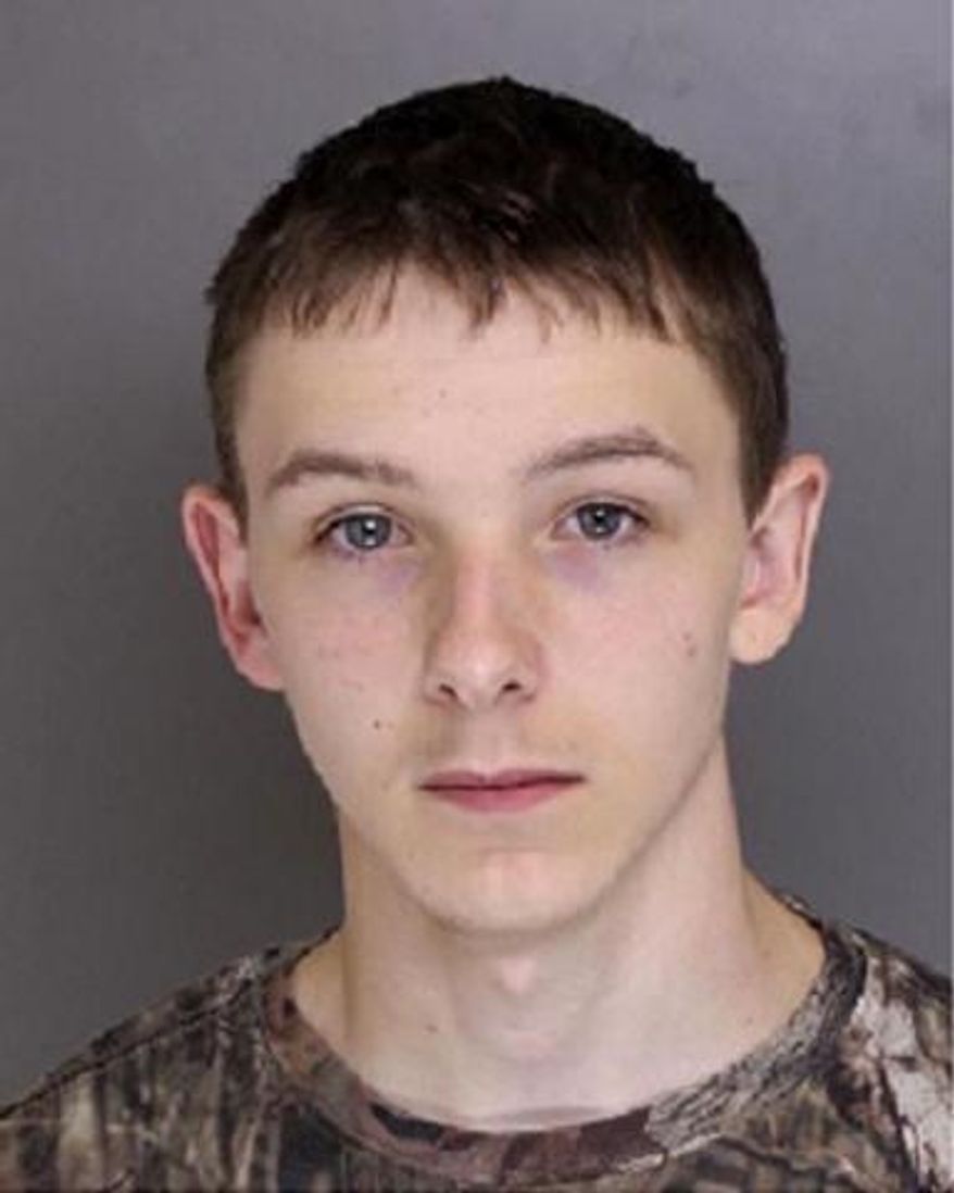 Timothy Allen Staples is shown in an undated photo provided by the Baltimore County Police. Staples, 17, and Tyler James Getz, 18, have been charged with shooting cars that drove through a Sparks, Md. neighborhood during the course of an hour on Aug. 24. Police in Baltimore County said Wednesday, Sept. 20, 2017 that both face counts of assault, reckless endangerment and malicious destruction of property. (Baltimore County Police via AP)