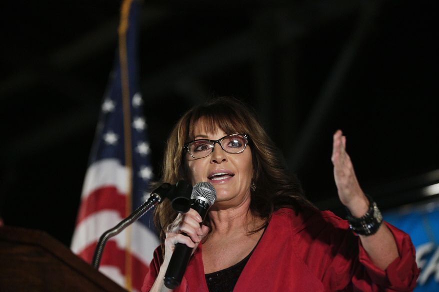 Former vice presidential candidate Sarah Palin speaks at a rally, Thursday, Sept. 21, 2017, in Montgomery, Ala. Palin is in Montgomery to support Judge Roy Moore for the U.S. Senate candidacy. (AP Photo/Brynn Anderson)