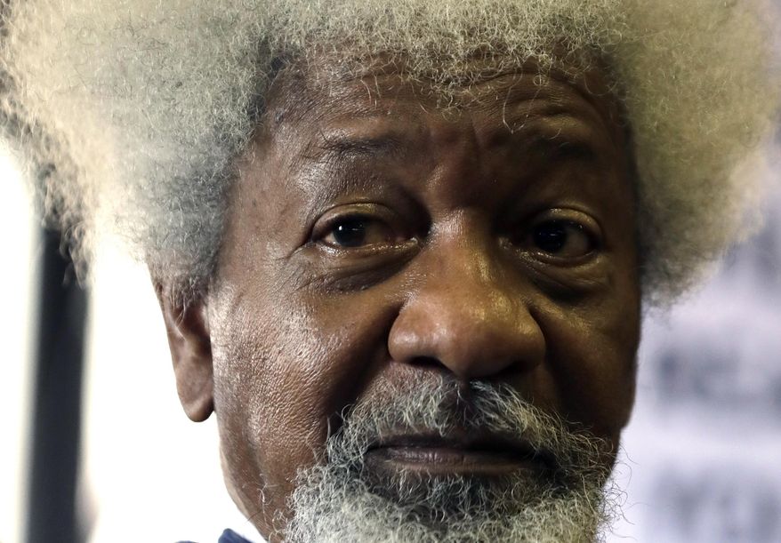 In this Friday, Sept. 22, 2017 photo, Nigerian playwright and author Wole Soyinka, speaks during a media conference in Johannesburg, South Africa. Nobel laureate Soyinka says being an itinerant teacher has become "a way of life" as he takes up a post as visiting professor at the University of Johannesburg. (AP Photo/Themba Hadebe)