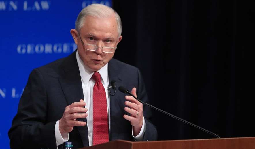 Attorney General Jeff Sessions said free speech rights are being eroded on college campuses across the nation.
(Associated Press)