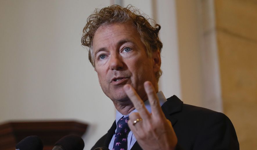 Sen. Rand Paul, R-Ky., speaks during a news conference on Capitol Hill in Washington, Monday, Sept. 25, 2017. (AP Photo/Pablo Martinez Monsivais) ** FILE **